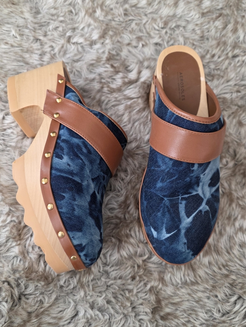 Aerosoles Aware Pedro Clogs Blue Tie Dye Women's Size 6.5